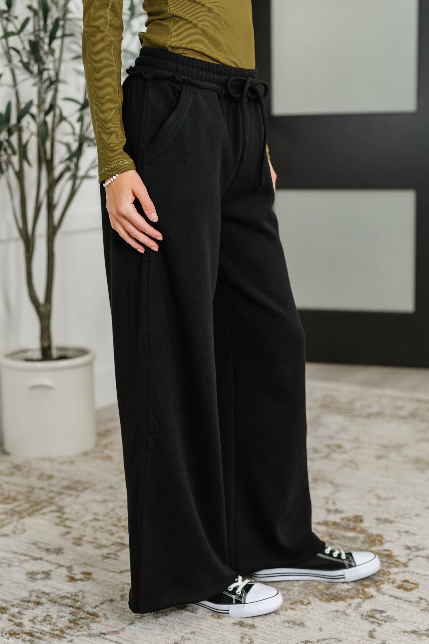 Zenana Wide Leg Sweats in Black