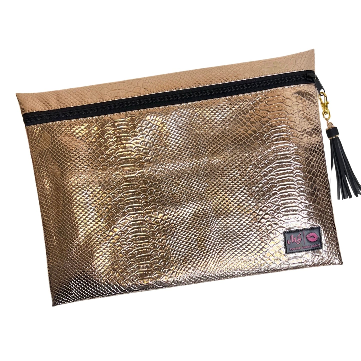Makeup Junkie Rose Gold Python Bag