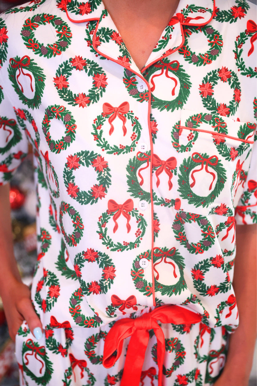 PRE ORDER: Ribbon Wreath Pajama Set