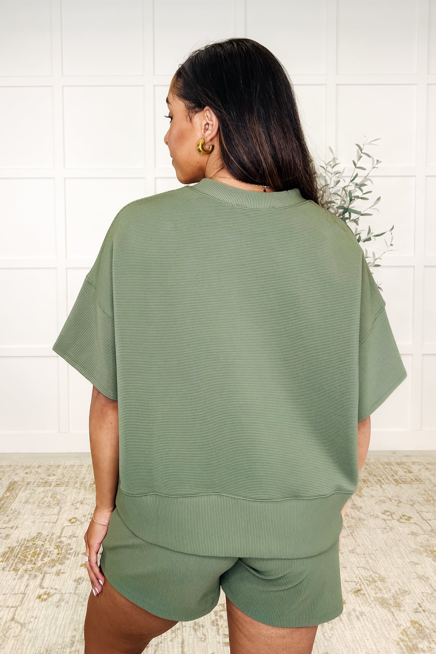 Zenana Ribbed Knit Set in Light Olive
