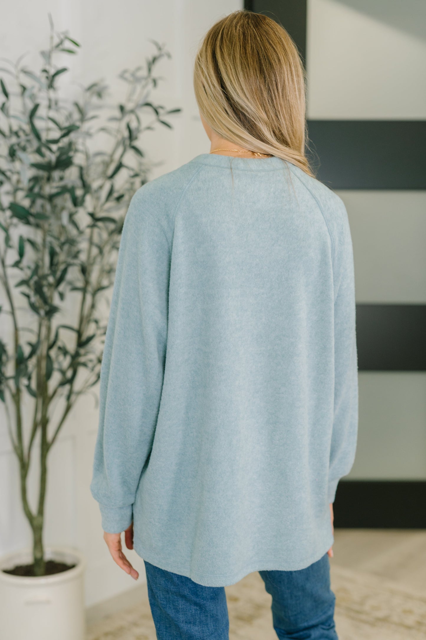 Zenana Scooped Hi-Low Long Pullover in Blue Grey