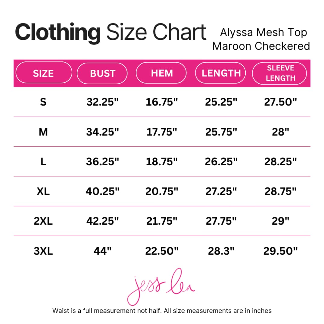 Alyssa Mesh Top- Maroon Checkered