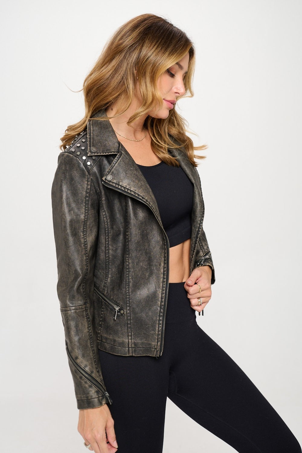 Brown Classic Moto Faux Leather Jacket