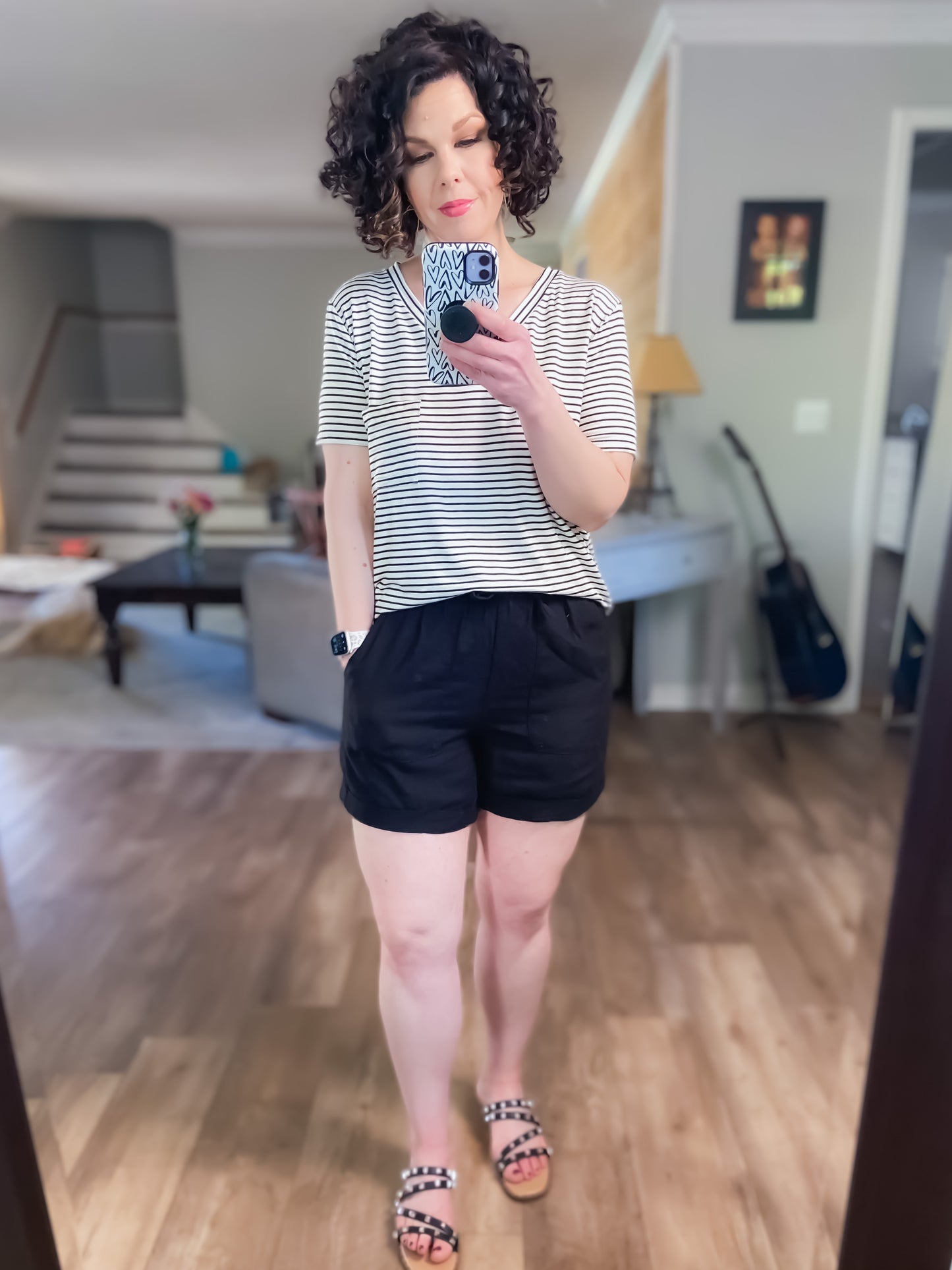 Women’s V-neck Striped Basic Tee