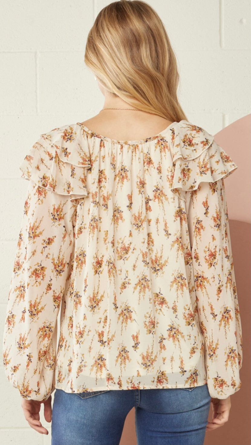 Women’s Floral Print Floral Long Sleeve Blouse