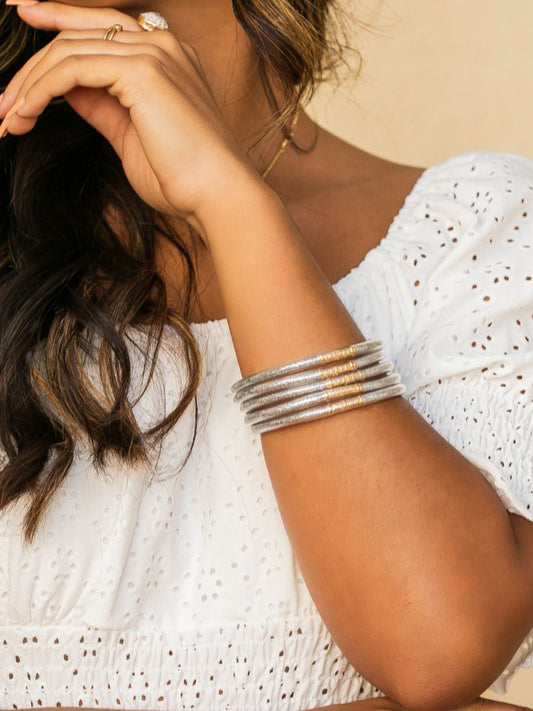 Women’s Silver Glitter Jelly Bangle Bracelets