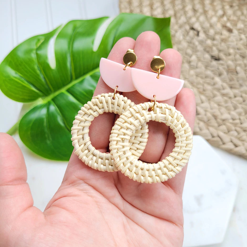 Hand-Woven Rattan Earrings