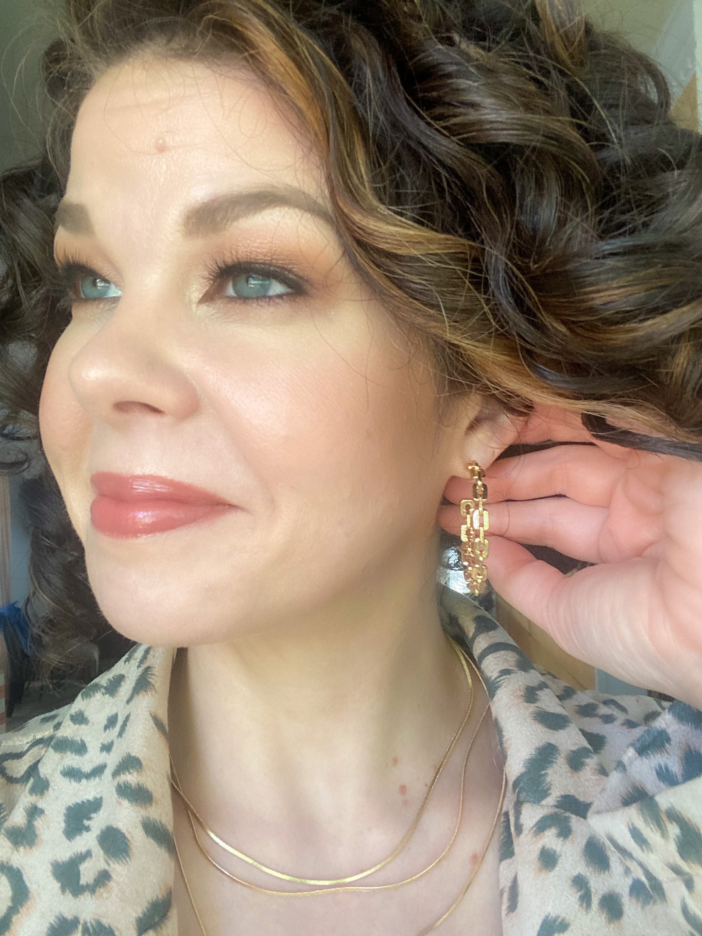 Gold Chain Link Hoop Earrings