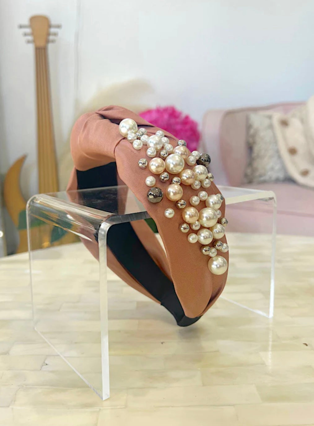 Pearls are my jam pink headband