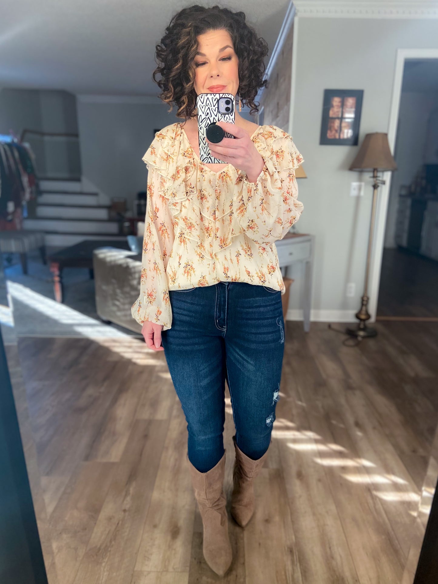 Women’s Floral Print Floral Long Sleeve Blouse