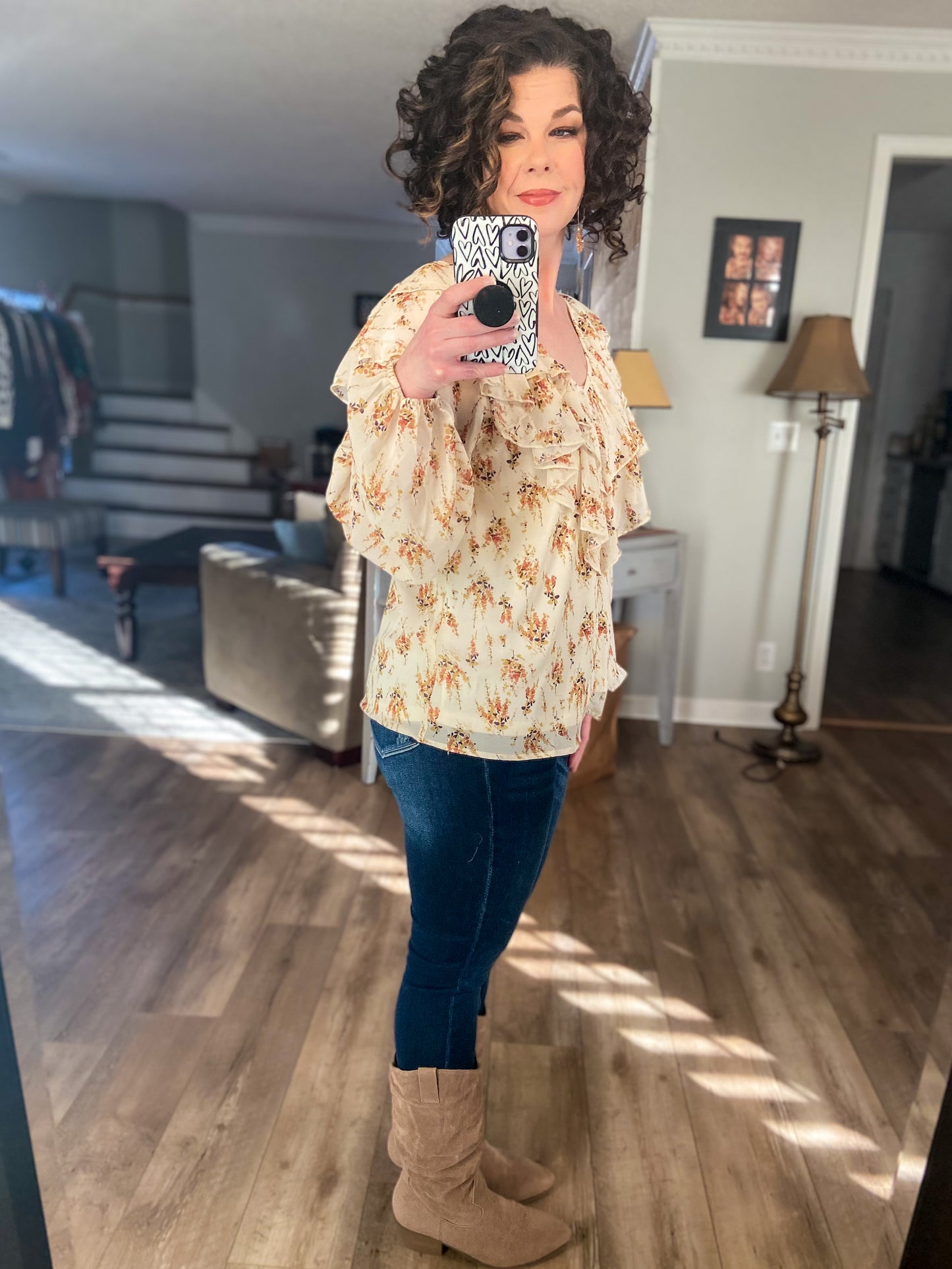 Women’s Floral Print Floral Long Sleeve Blouse