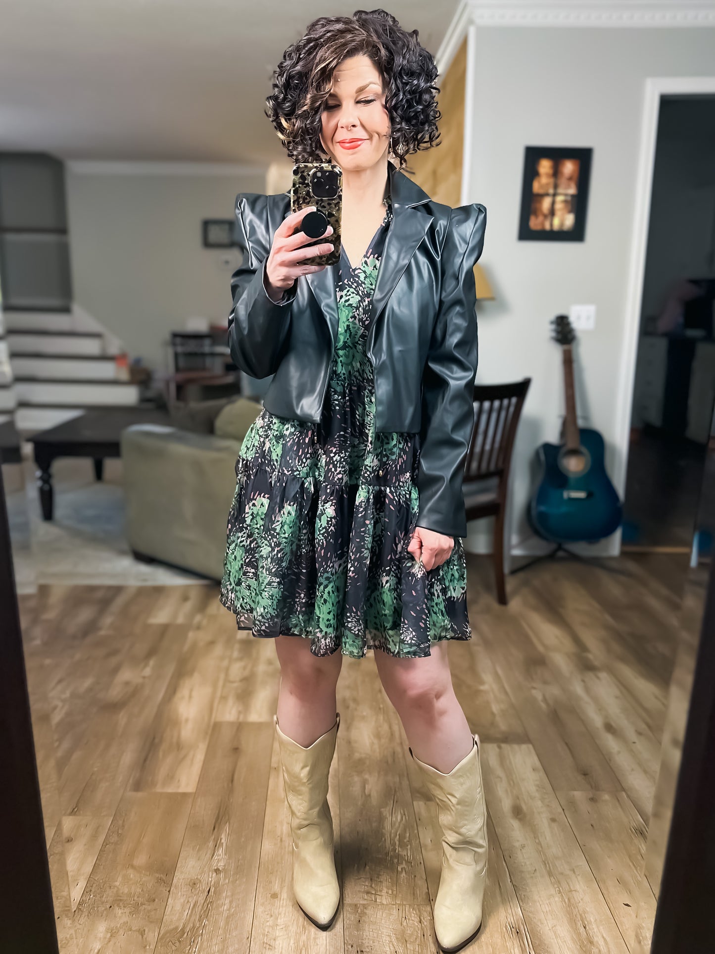 Faux Leather Cropped Blazer