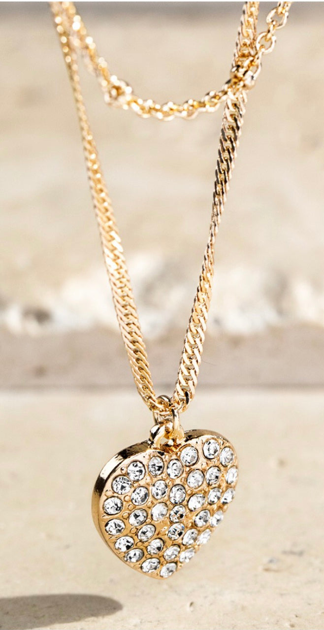 Layered Heart Charm Necklace