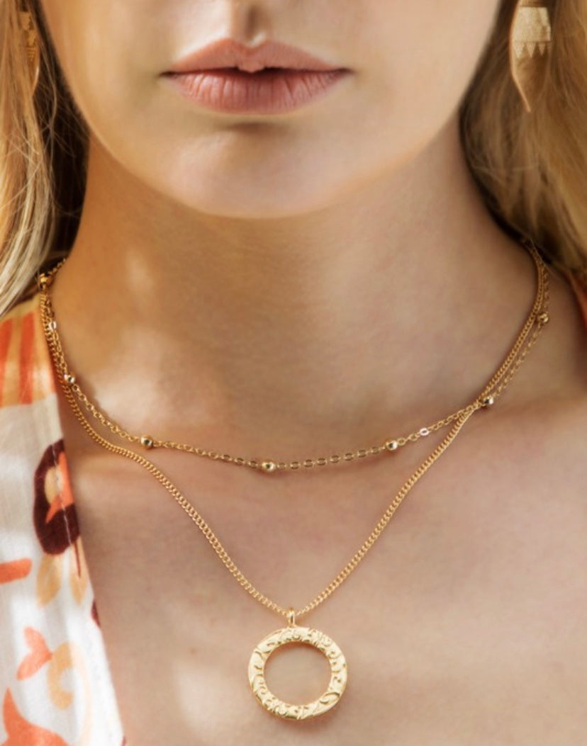 Hammered Pendant Necklace