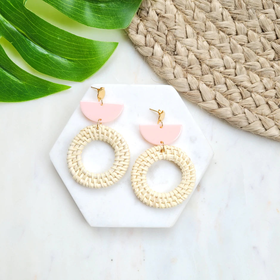 Hand-Woven Rattan Earrings