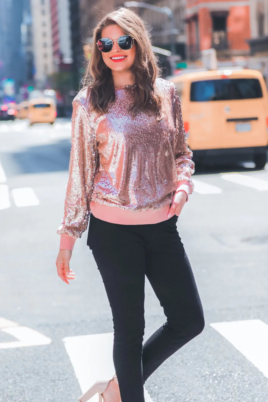 Rose Gold Sequin Long Sleeve Top