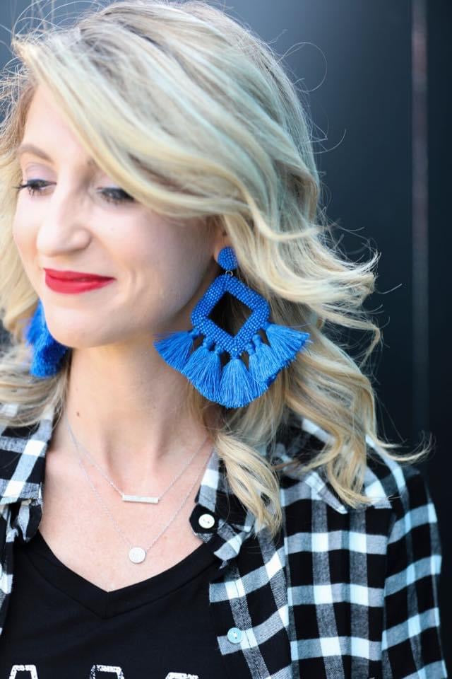Ava Royal Blue Tassel Fringe Earrings