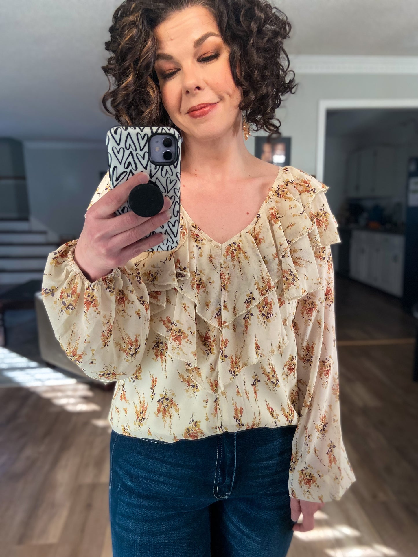 Women’s Floral Print Floral Long Sleeve Blouse