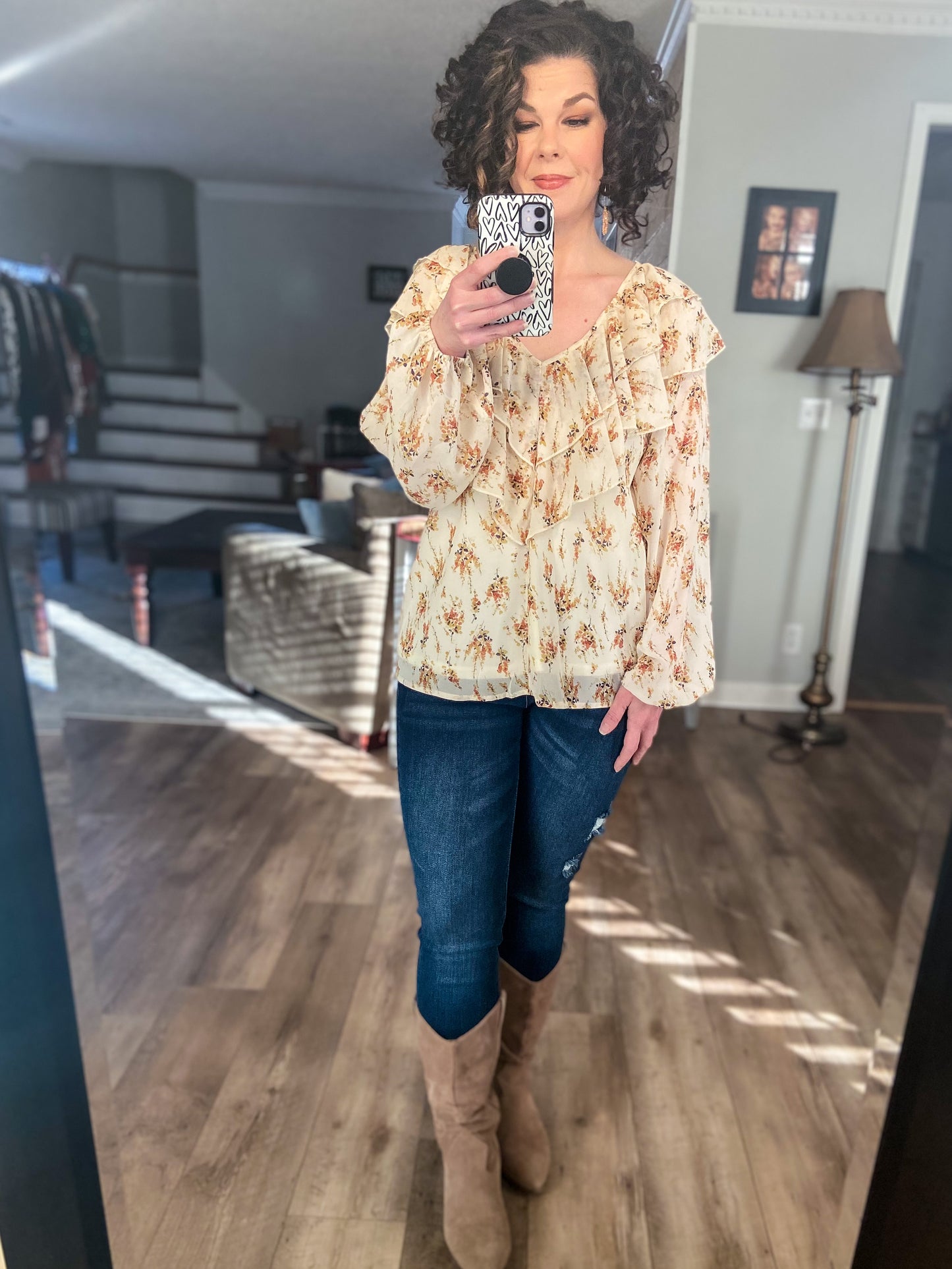 Women’s Floral Print Floral Long Sleeve Blouse
