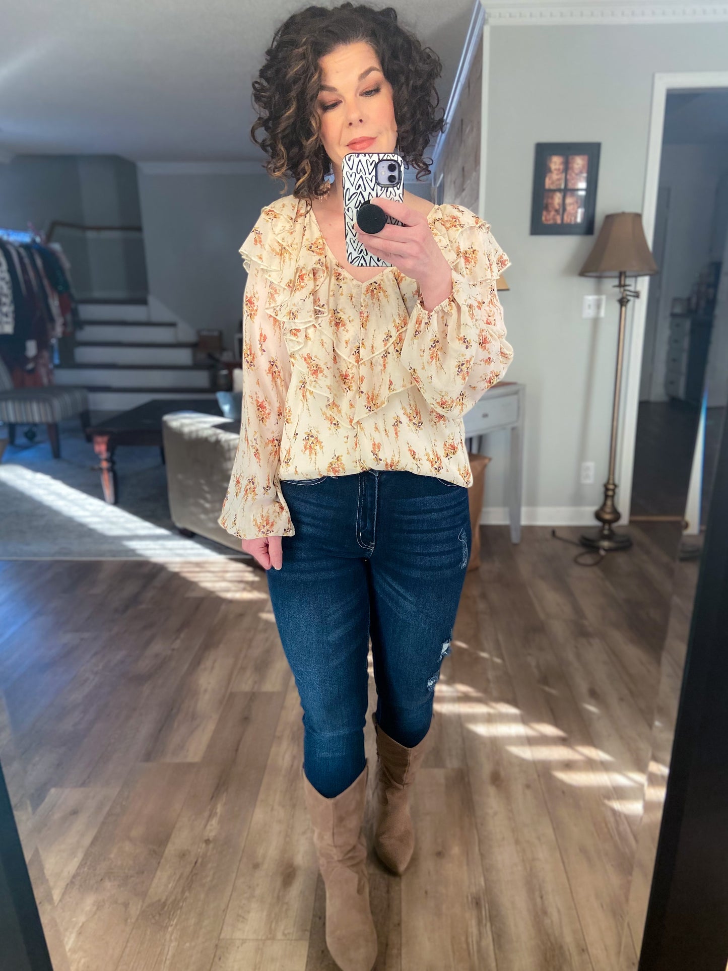 Women’s Floral Print Floral Long Sleeve Blouse