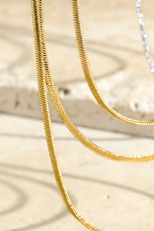 Satin Brass Metal Snake Chain Necklace