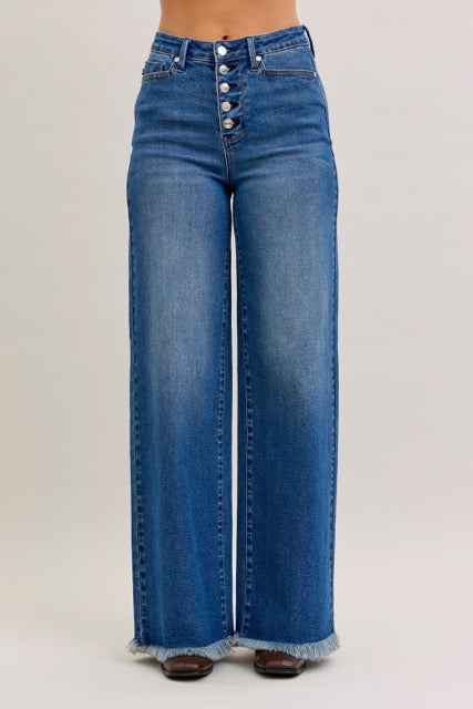 Judy Blue High Waist Column Straight Leg Button-Fly Jeans