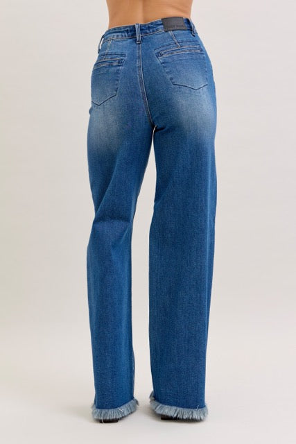 Judy Blue High Waist Column Straight Leg Button-Fly Jeans