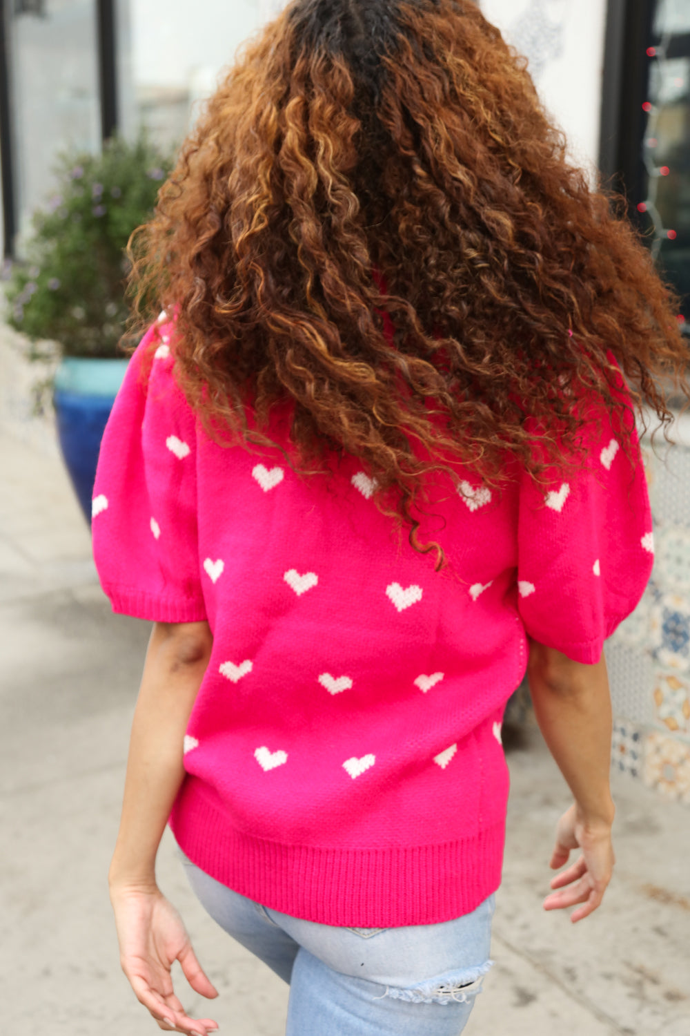 Be Mine Pink & White Heart Jacquard Sweater