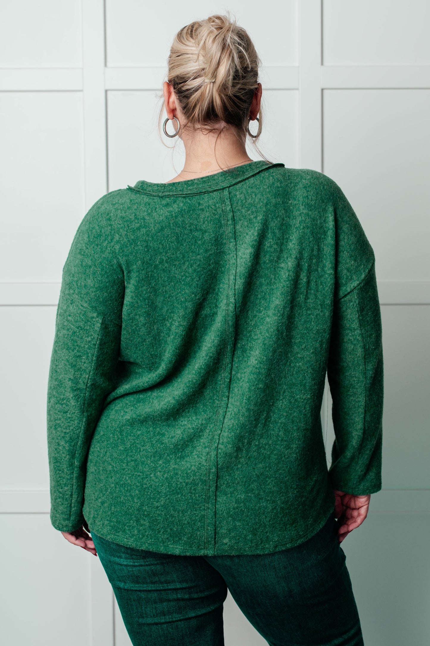 Zenana Brushed Hacci Sweater in Dark Green