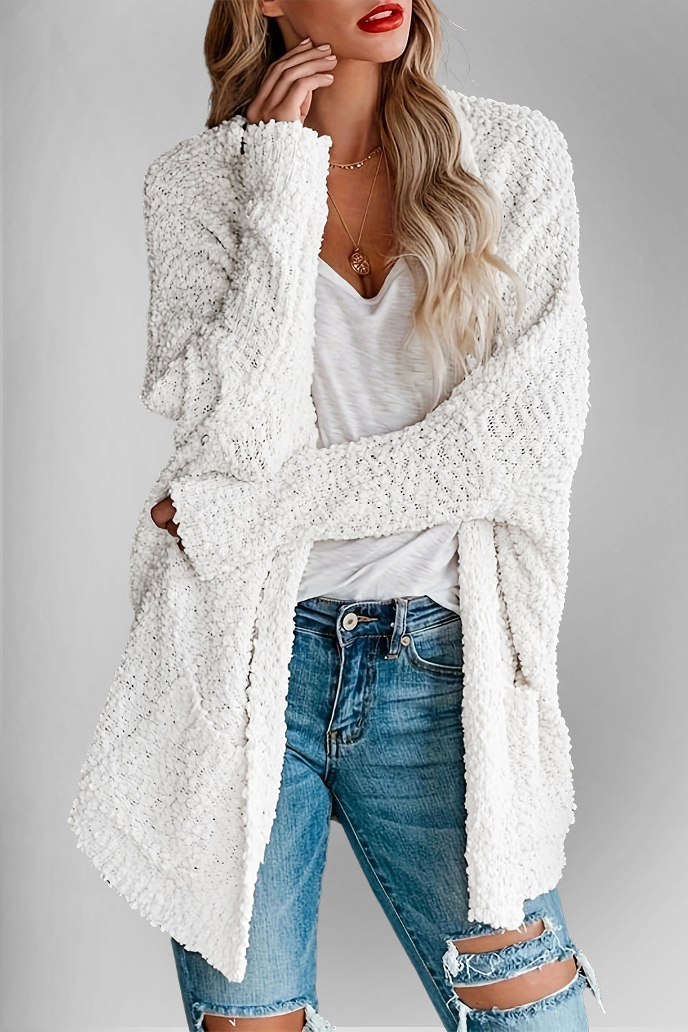 Pocketed Open Front Long Sleeve Cardigan - 6 color options