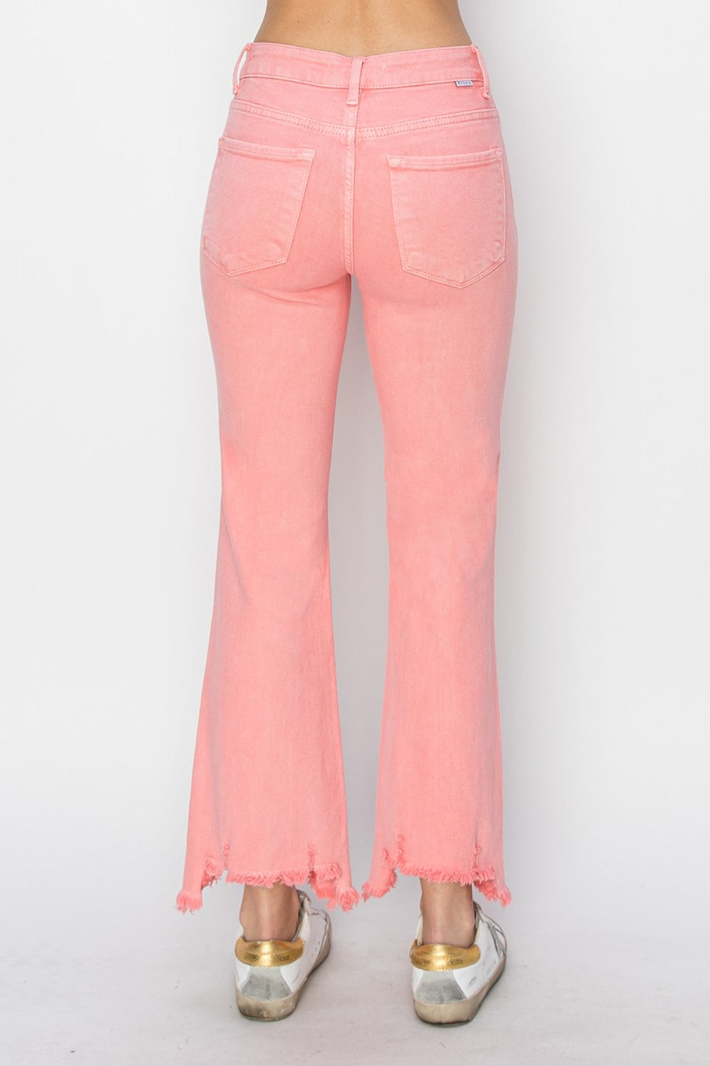 RISEN Flamingo Raw Hem Bootcut Jeans with Pockets