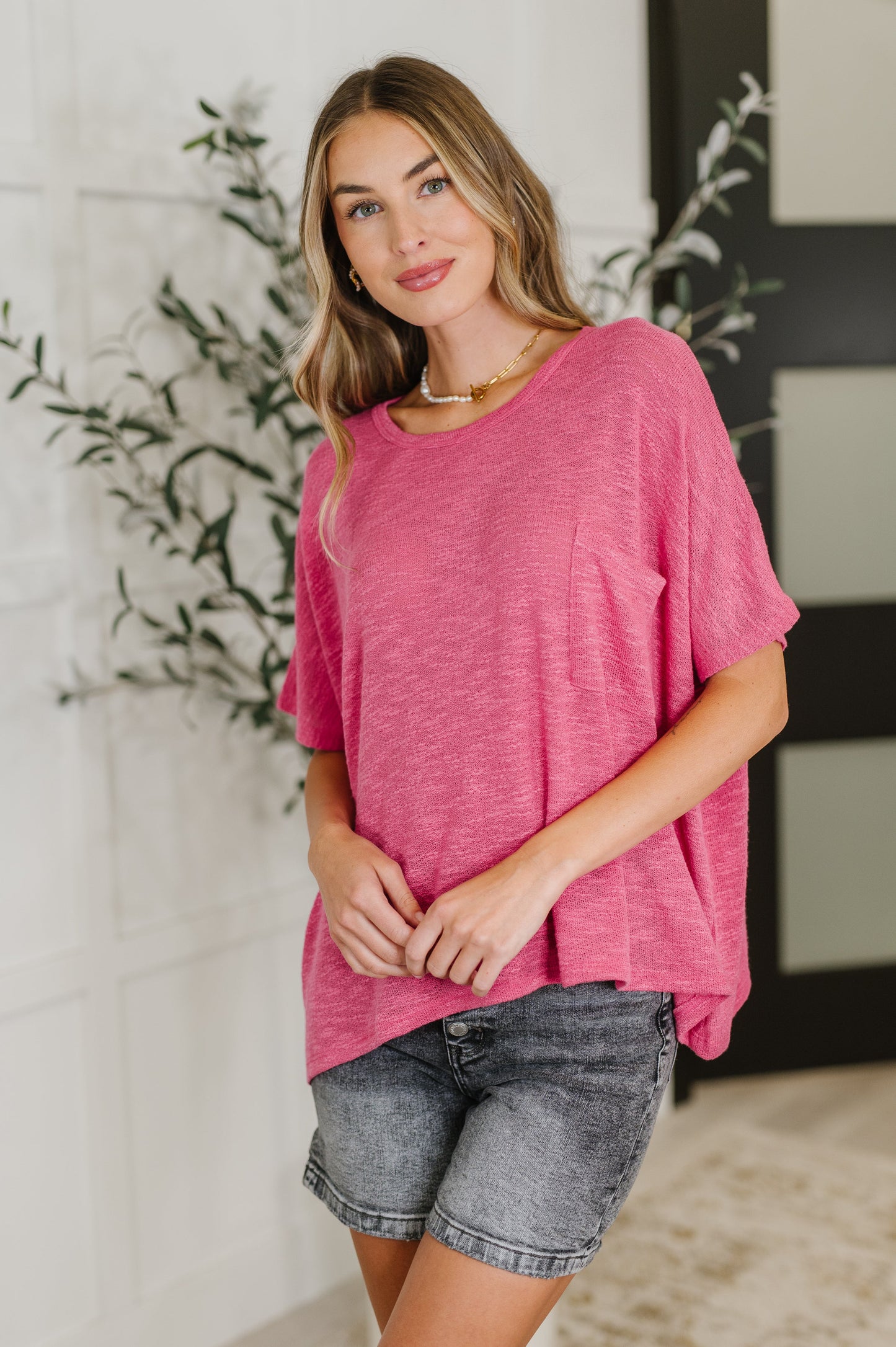 Zenana Basically Flowing Top in Hot Pink
