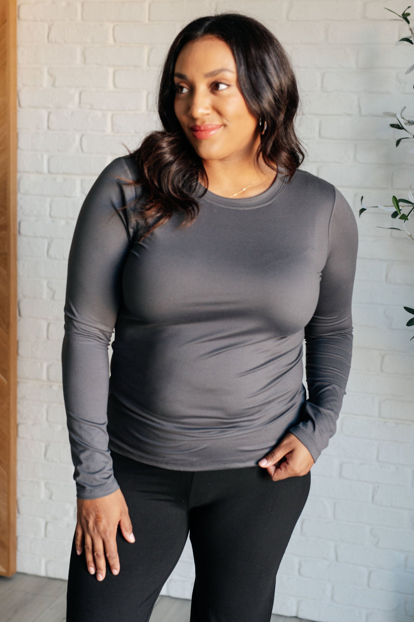 Zenana Basically Perfect Brushed Microfiber Tee in Ash Grey