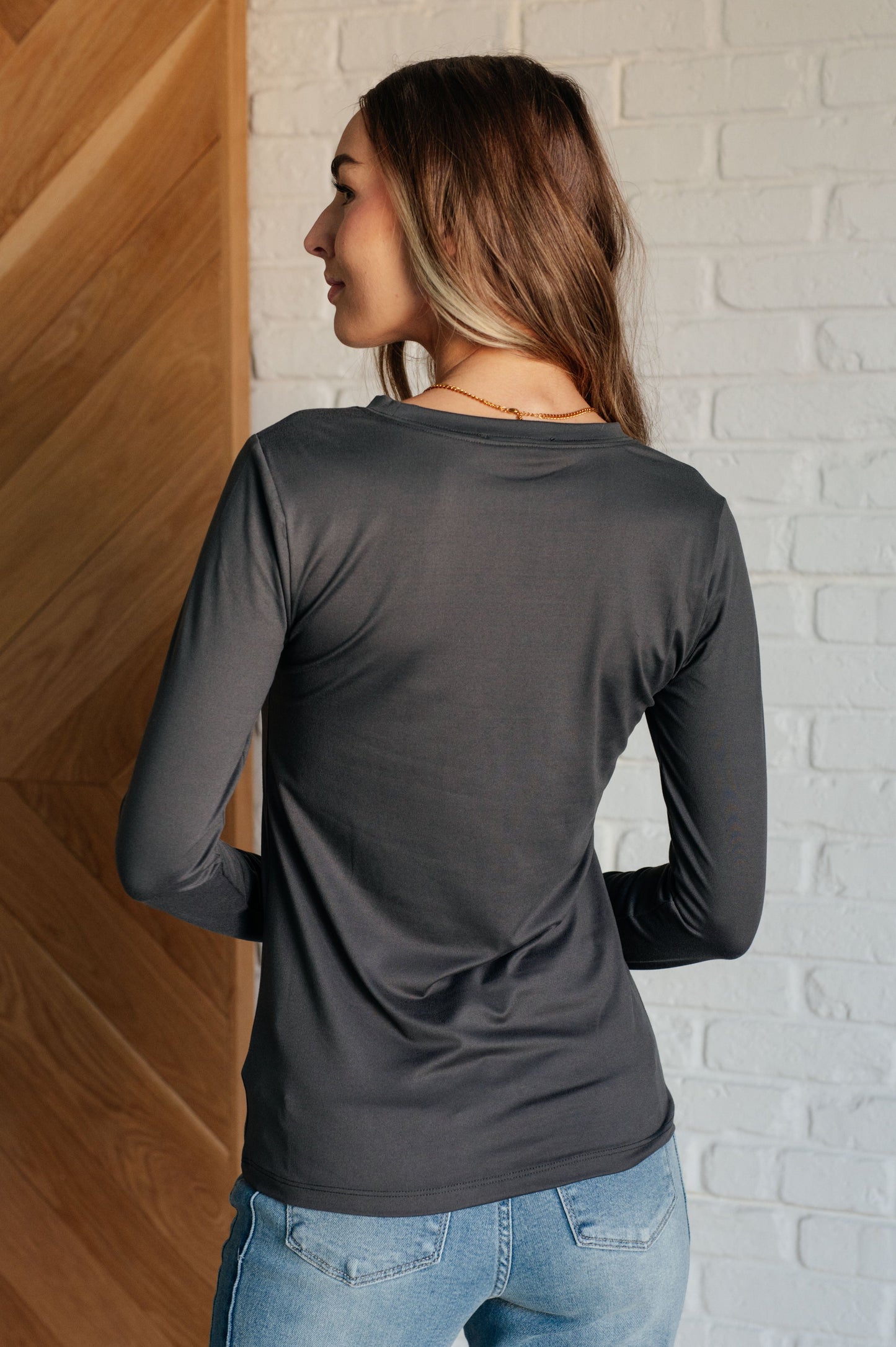 Zenana Basically Perfect Brushed Microfiber Tee in Ash Grey