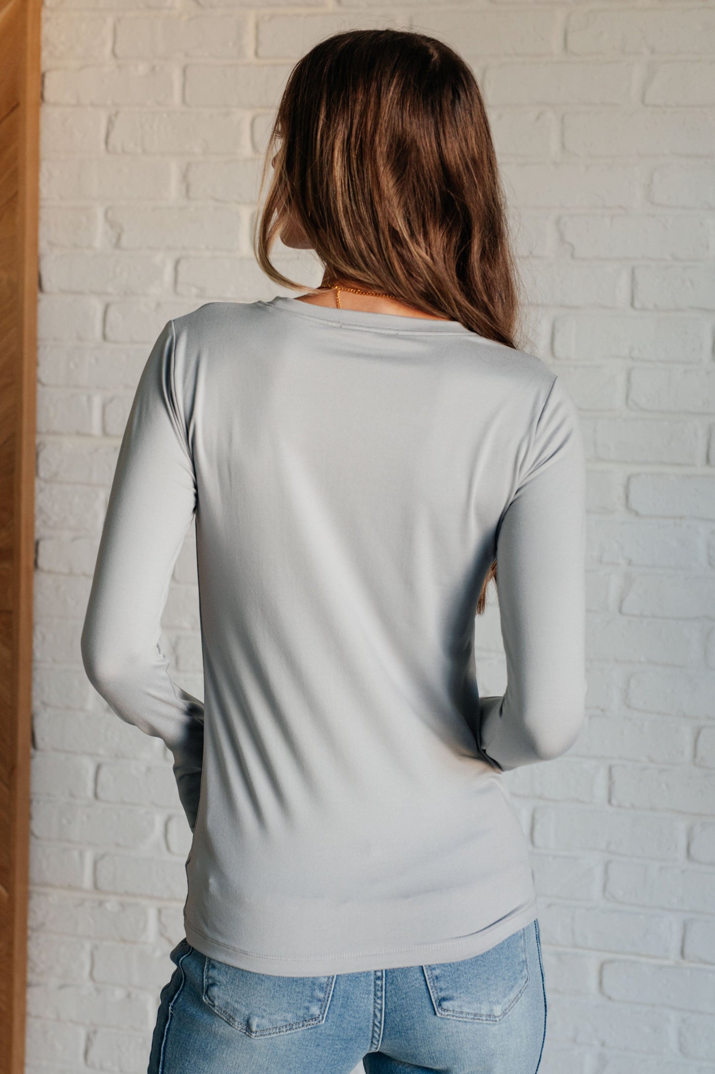 Zenana Basically Perfect Brushed Microfiber Tee in Light Grey