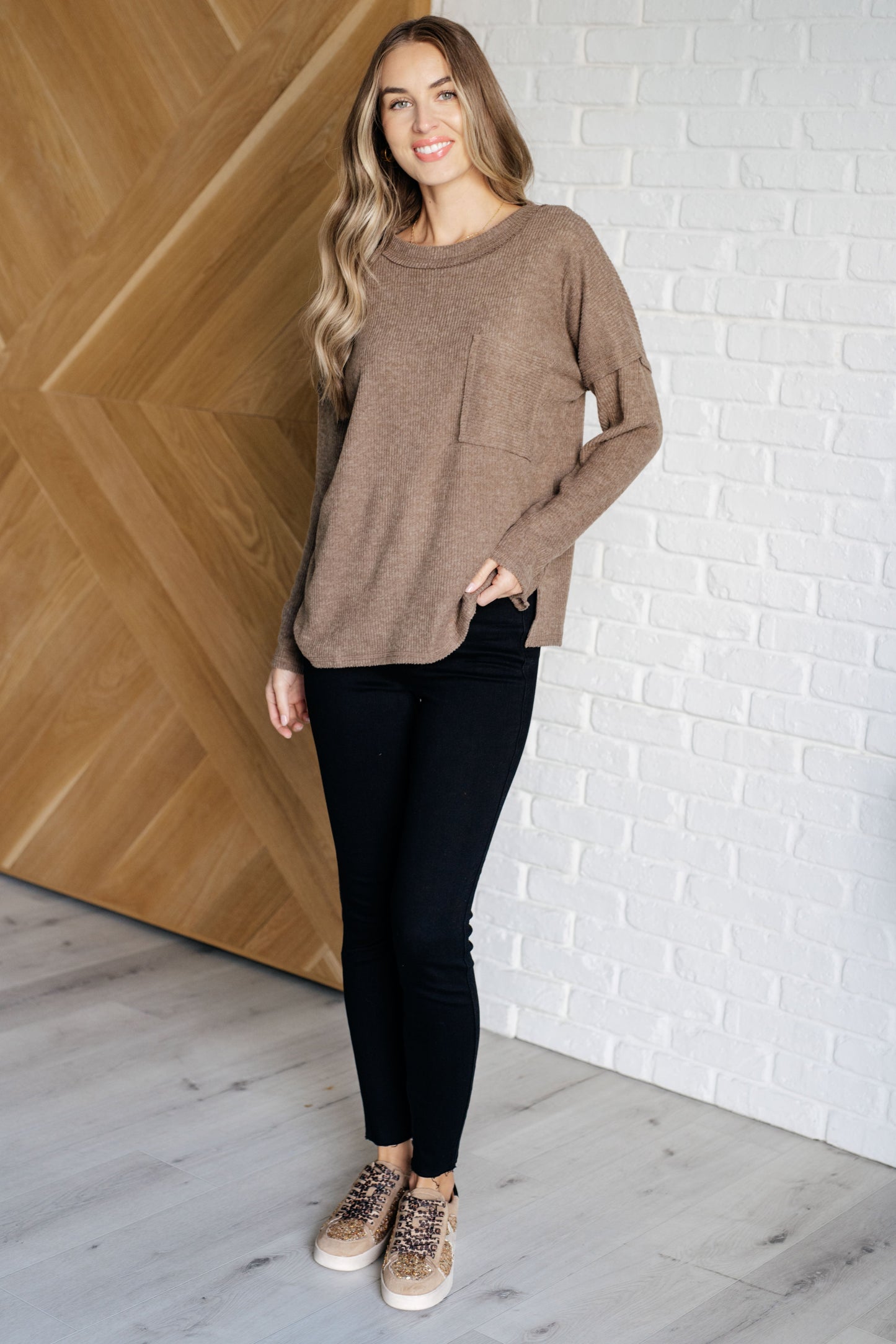 Zenana Ribbed Knit Sweater in Mocha