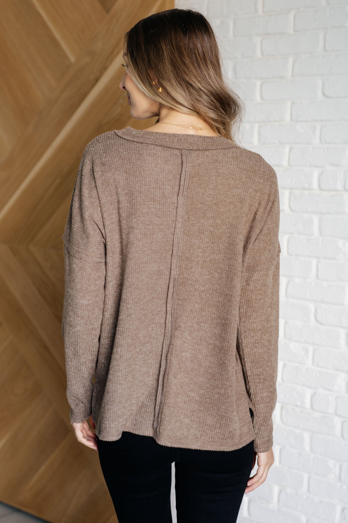 Zenana Ribbed Knit Sweater in Mocha