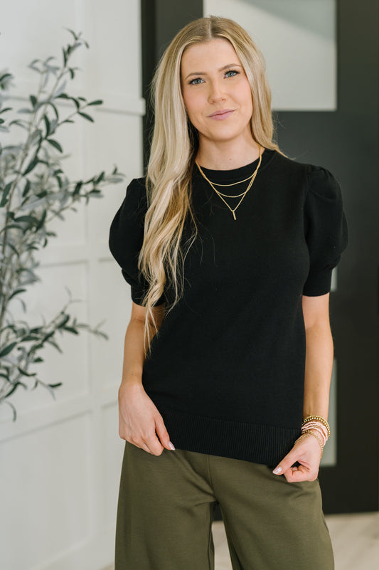 Zenana Puff Sleeve Blouse in Black