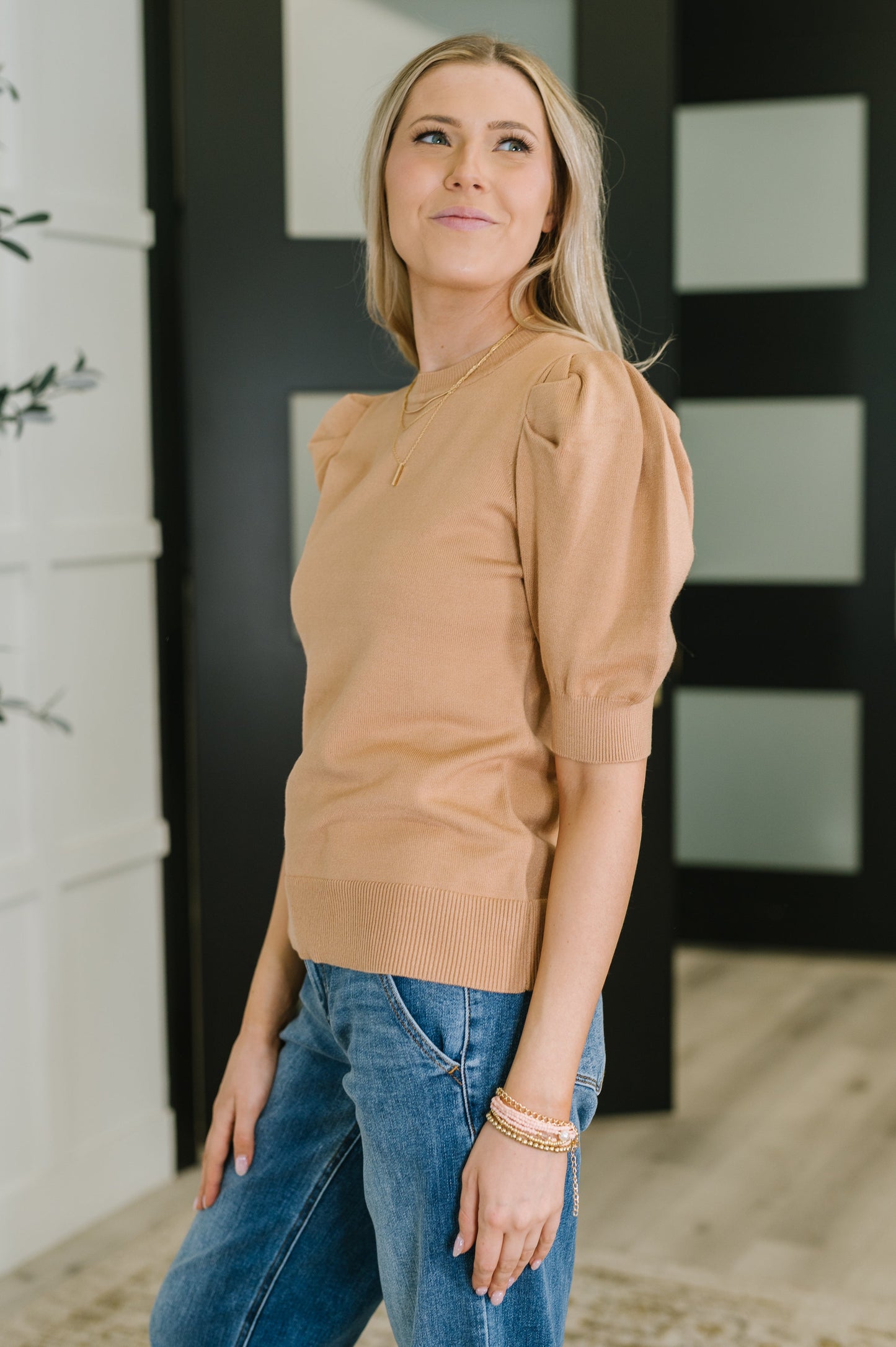 Zenana Puff Sleeve Blouse in Brush