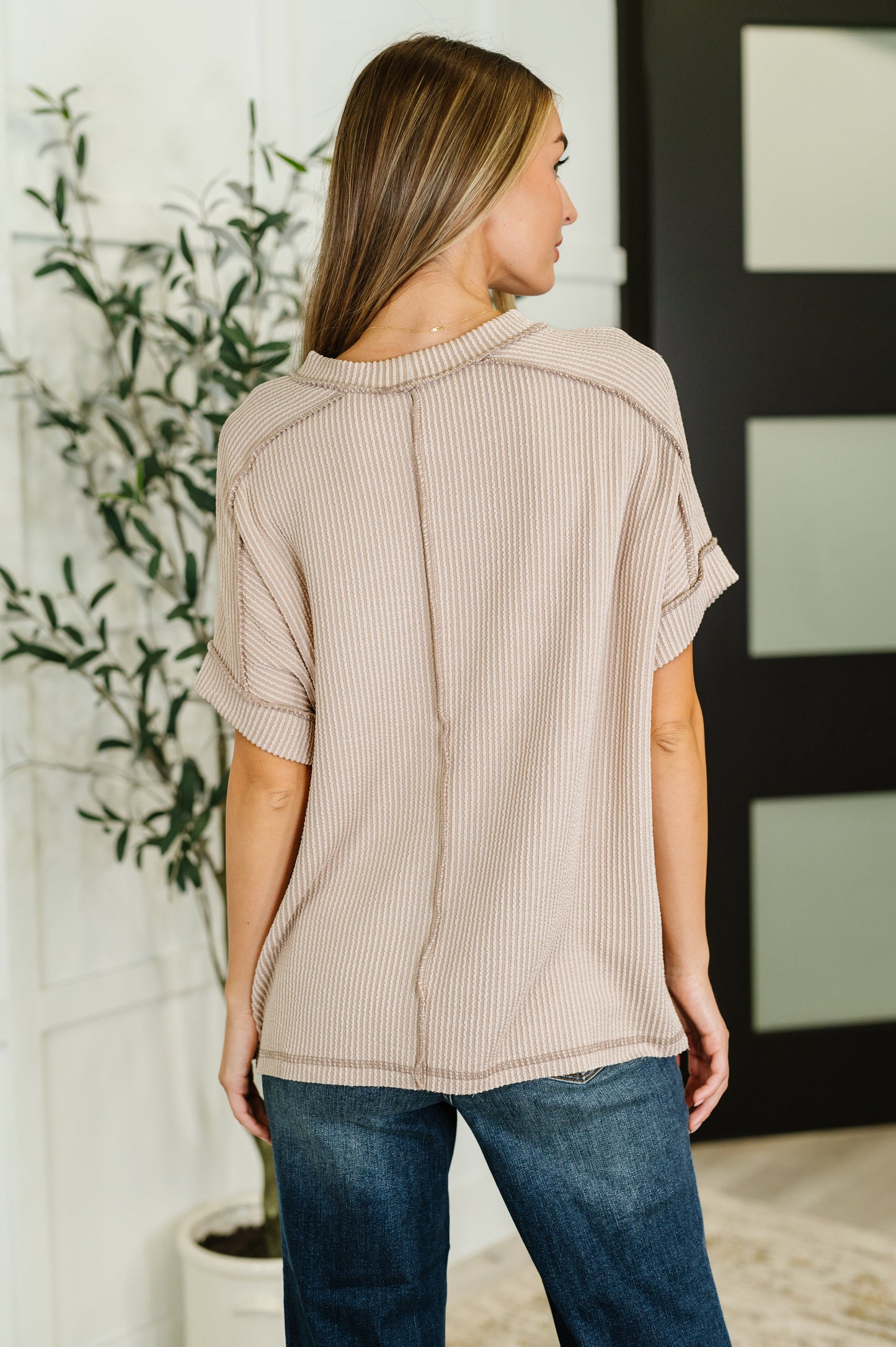 Zenana Cable Ribbed Knit Top in Ash Mocha