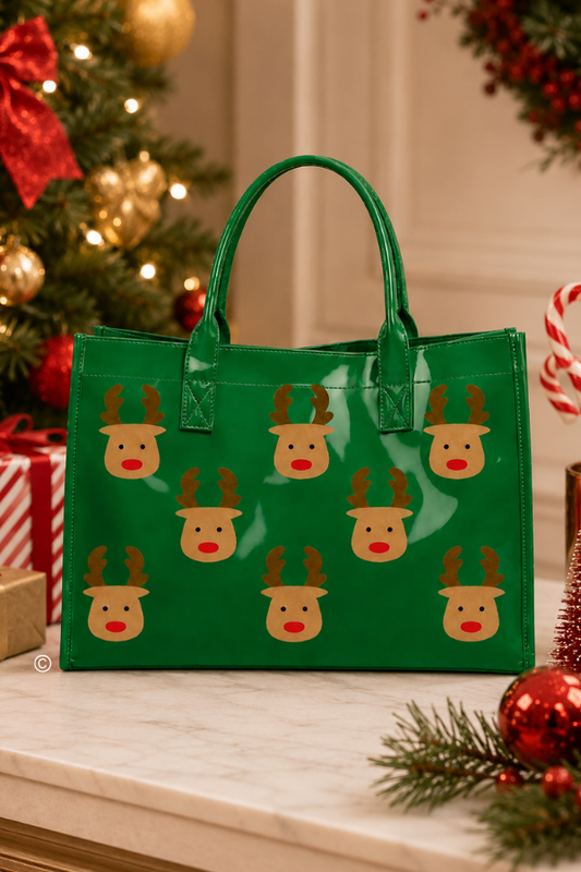 SC - ETA 9/30 - Oh Deer! Christmas is Here! Green Tote Bag