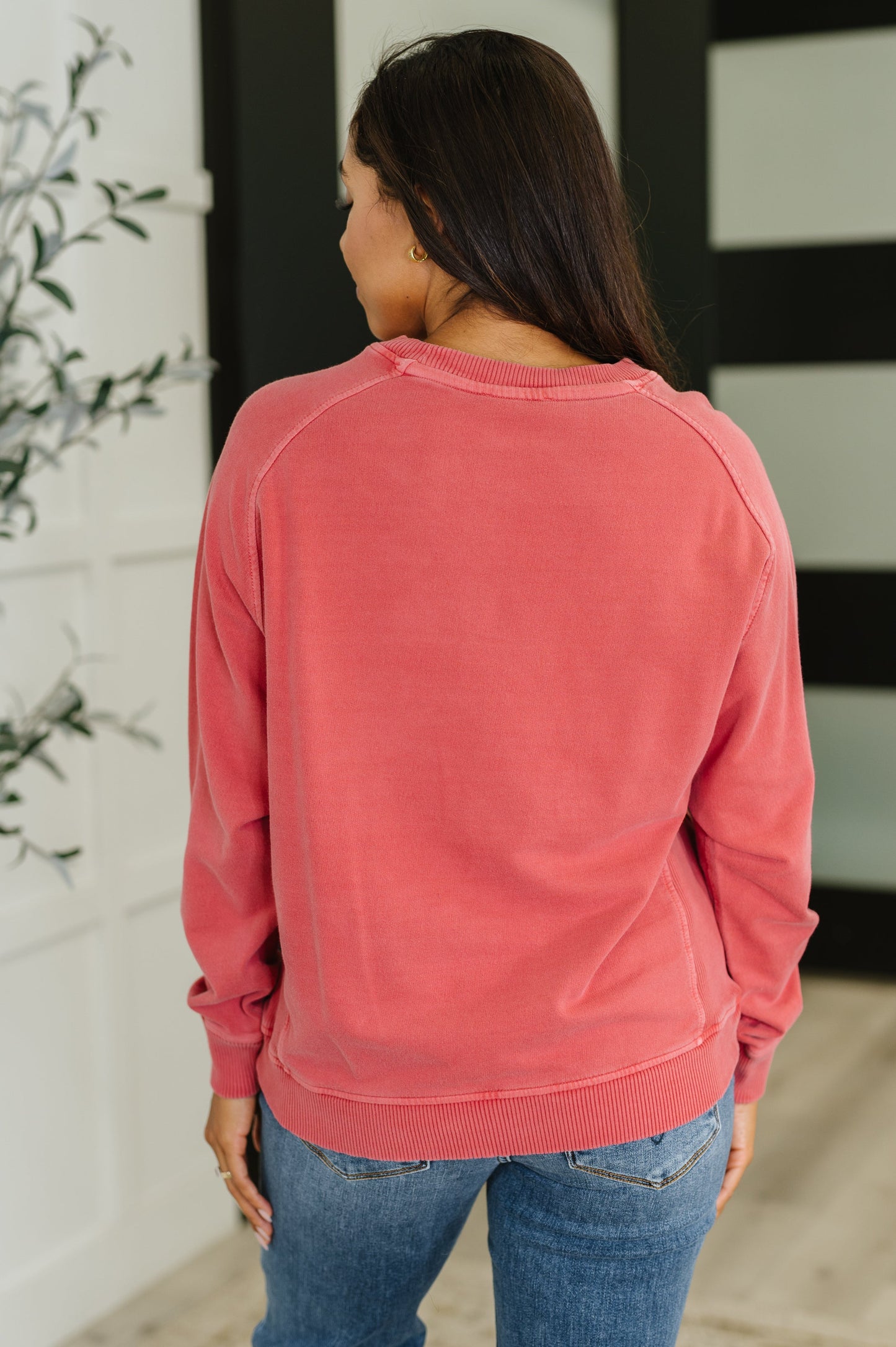 Zenana Mineral Wash Pullover in Ruby