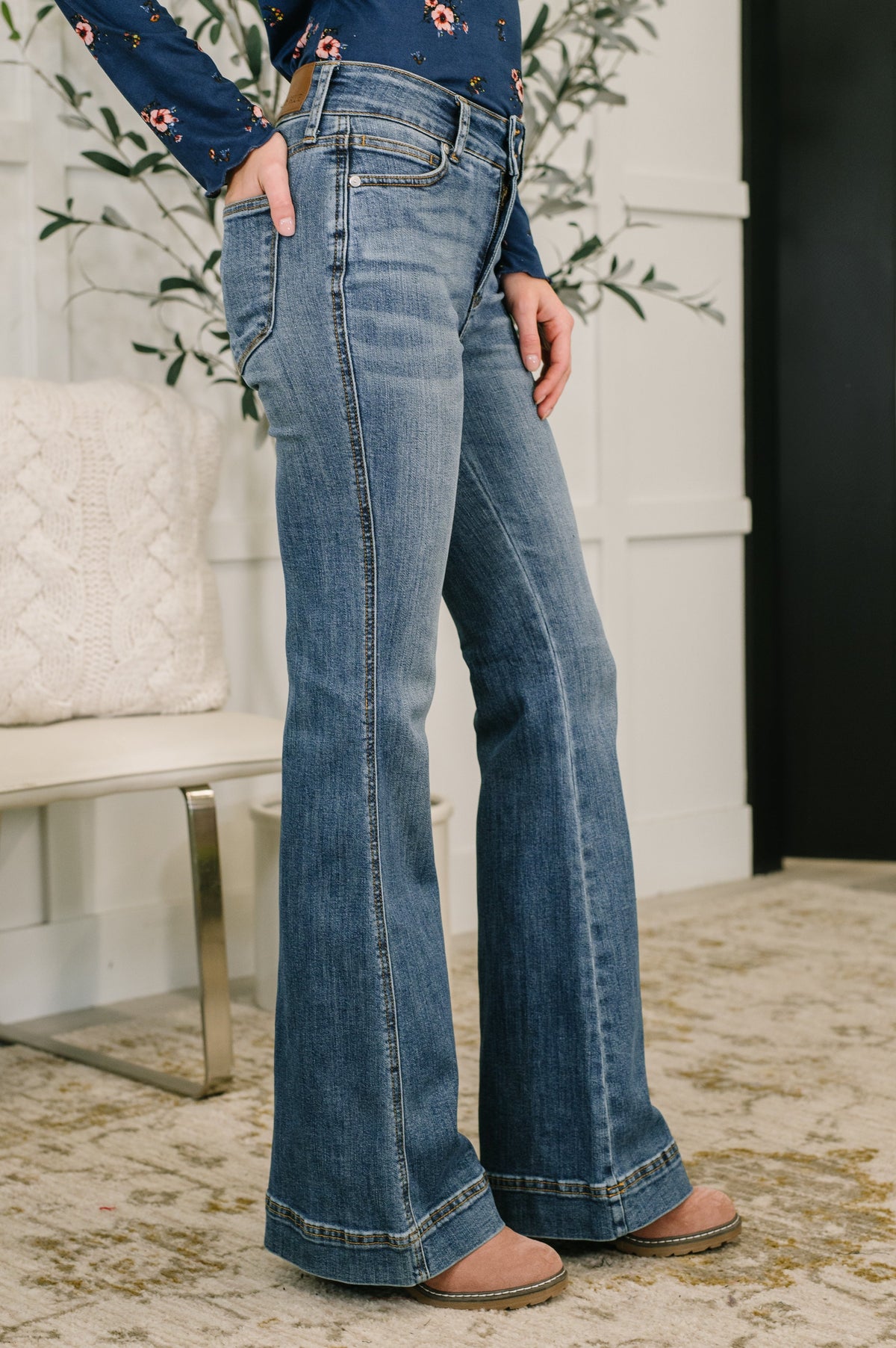 Judy Blue High Waist Flare Tummy Control Double Button WB