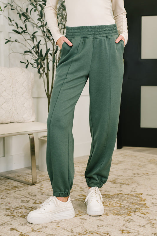 Zenana Jogger Bottoms in Dark Forest