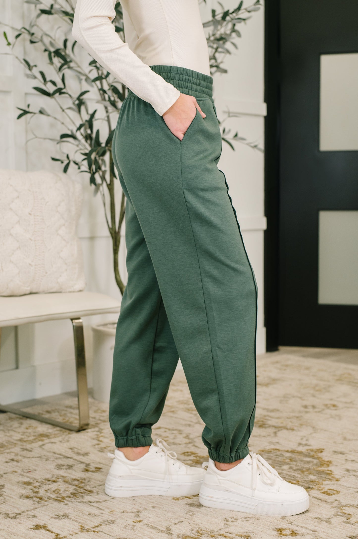 Zenana Jogger Bottoms in Dark Forest