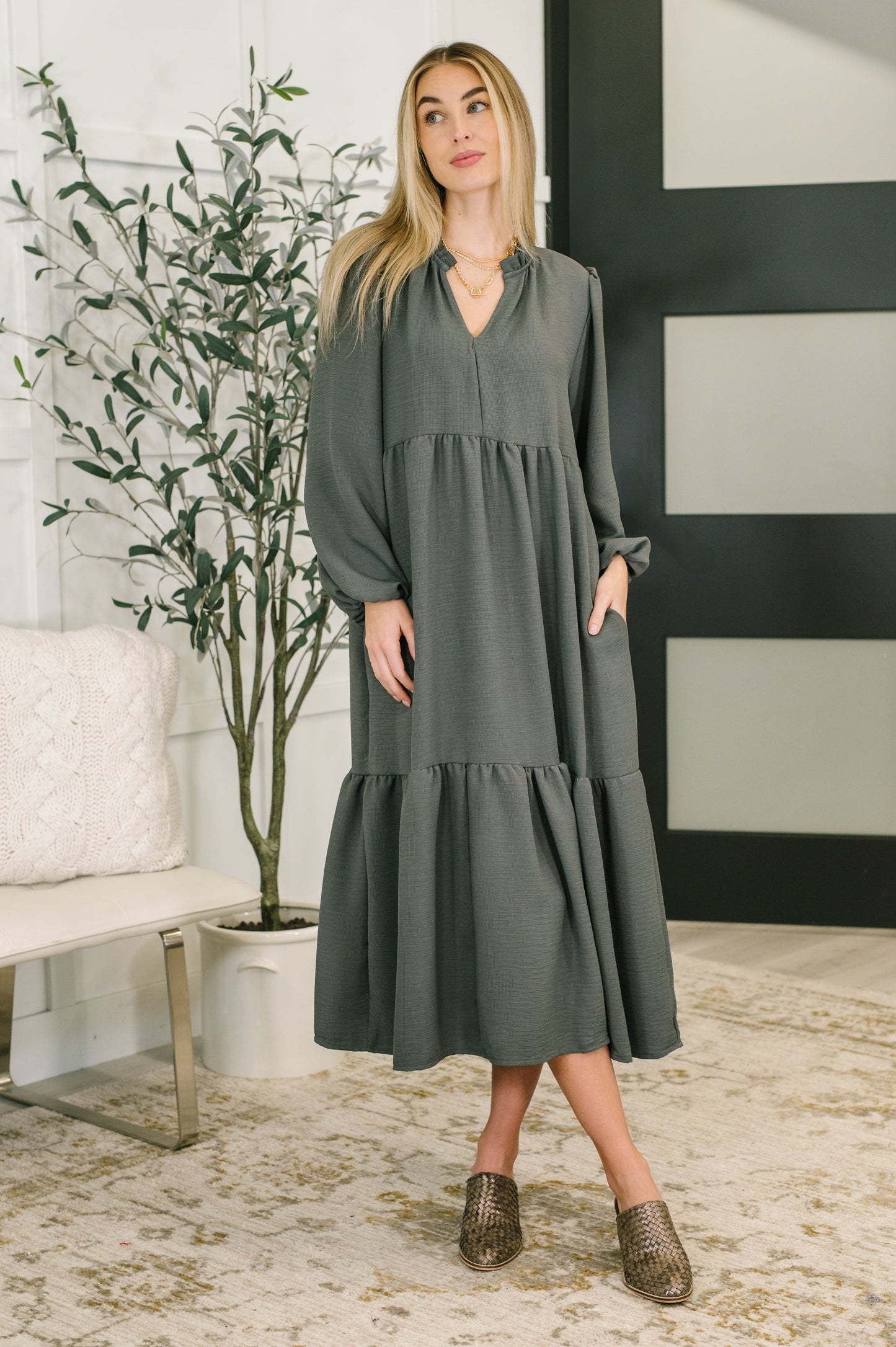 Every Single Touch V-Neck Tiered Dress
