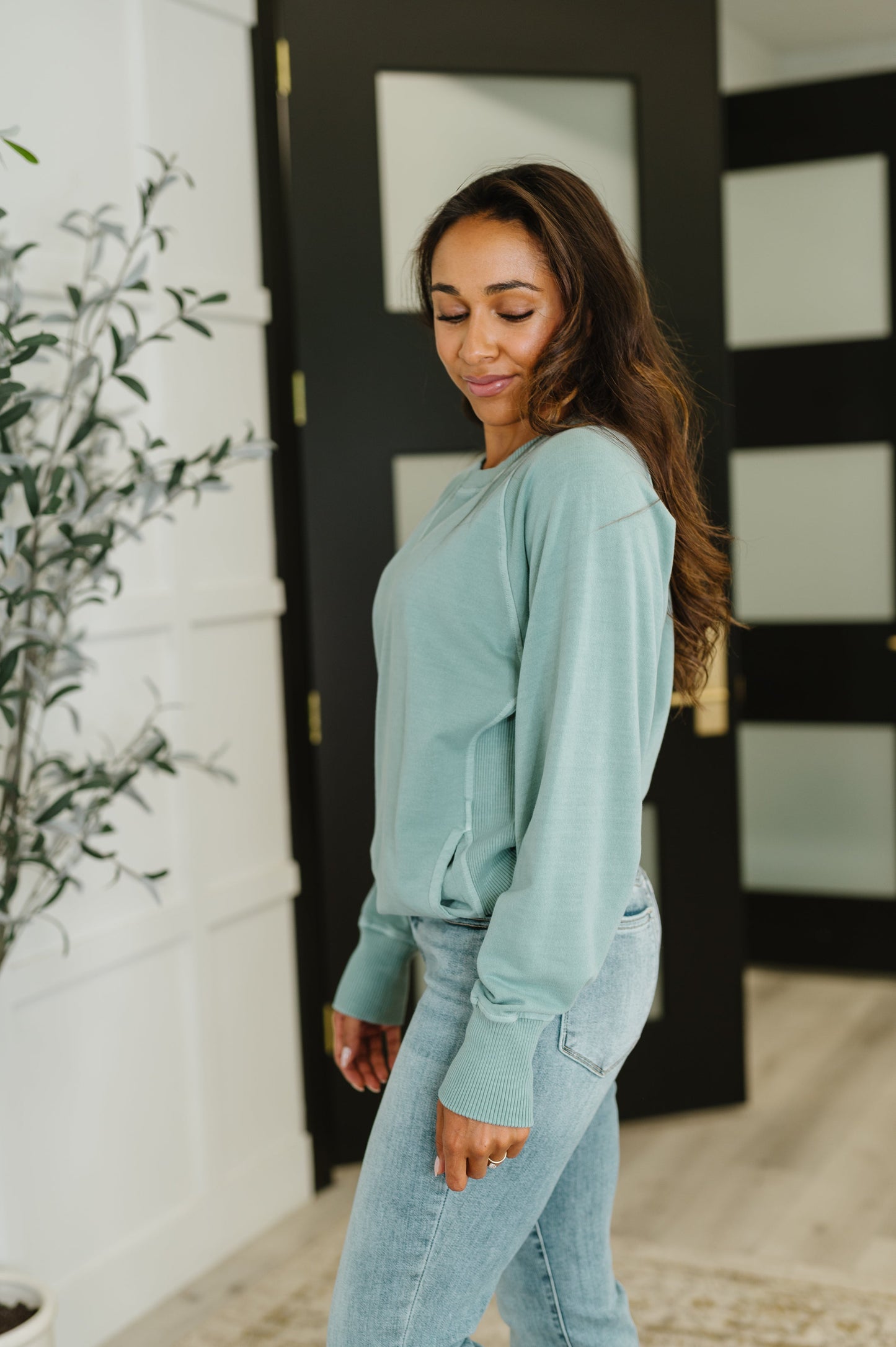 Zenana Relaxed Pullover in Ash Blue