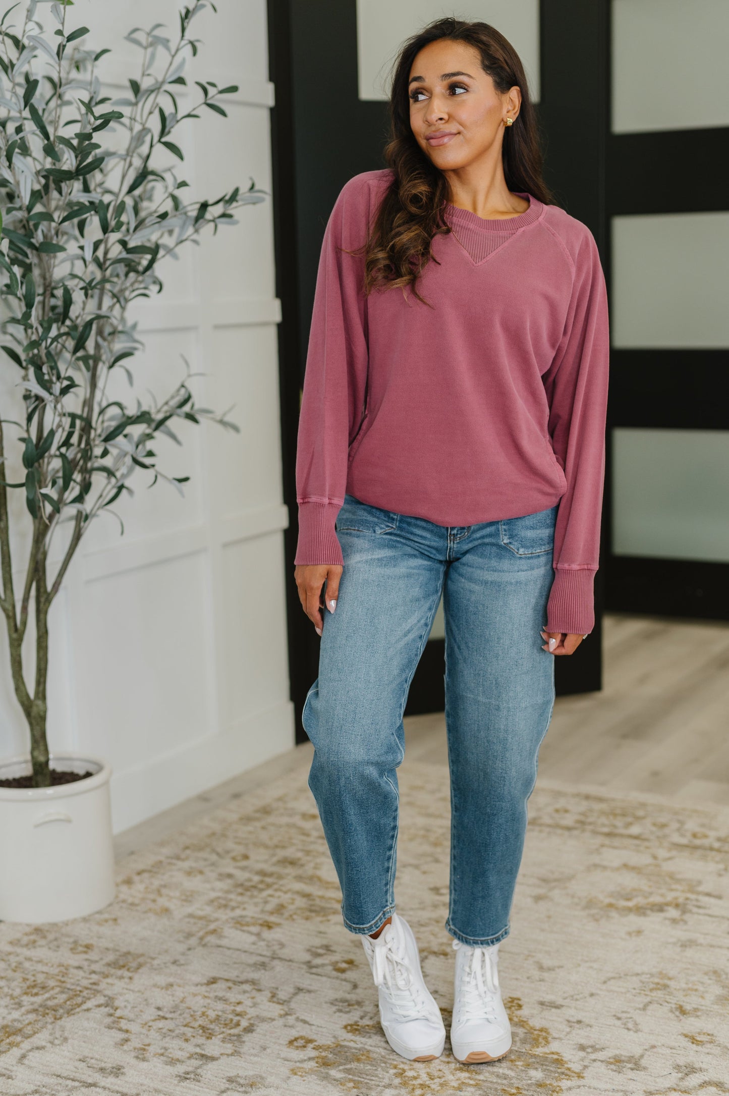 Zenana Relaxed Pullover in Cabernet