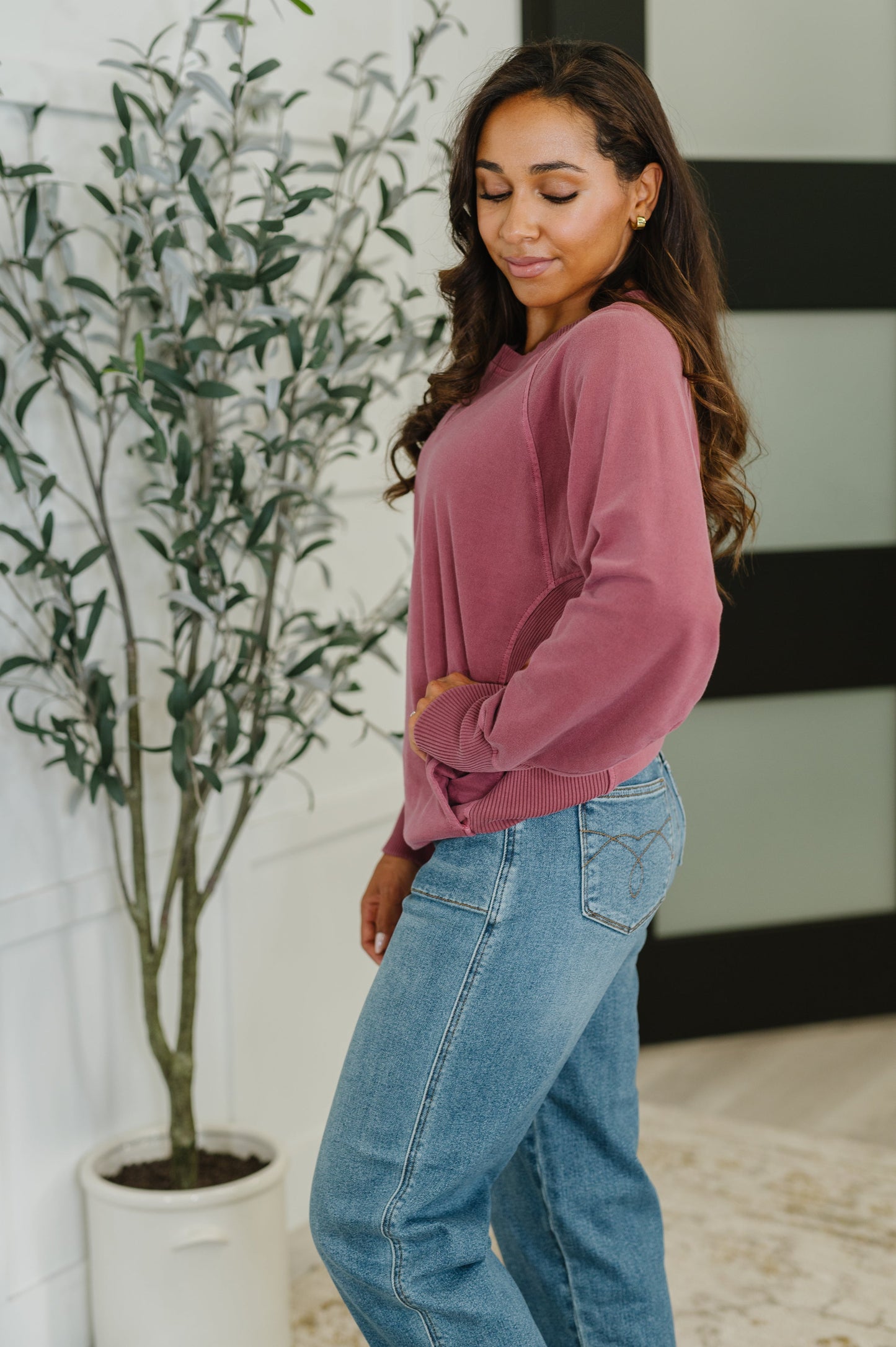 Zenana Relaxed Pullover in Cabernet