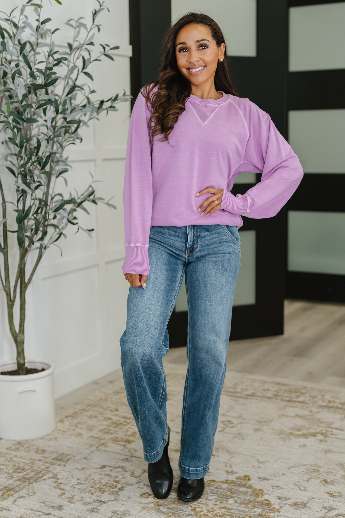 Zenana Relaxed Pullover in Lavender